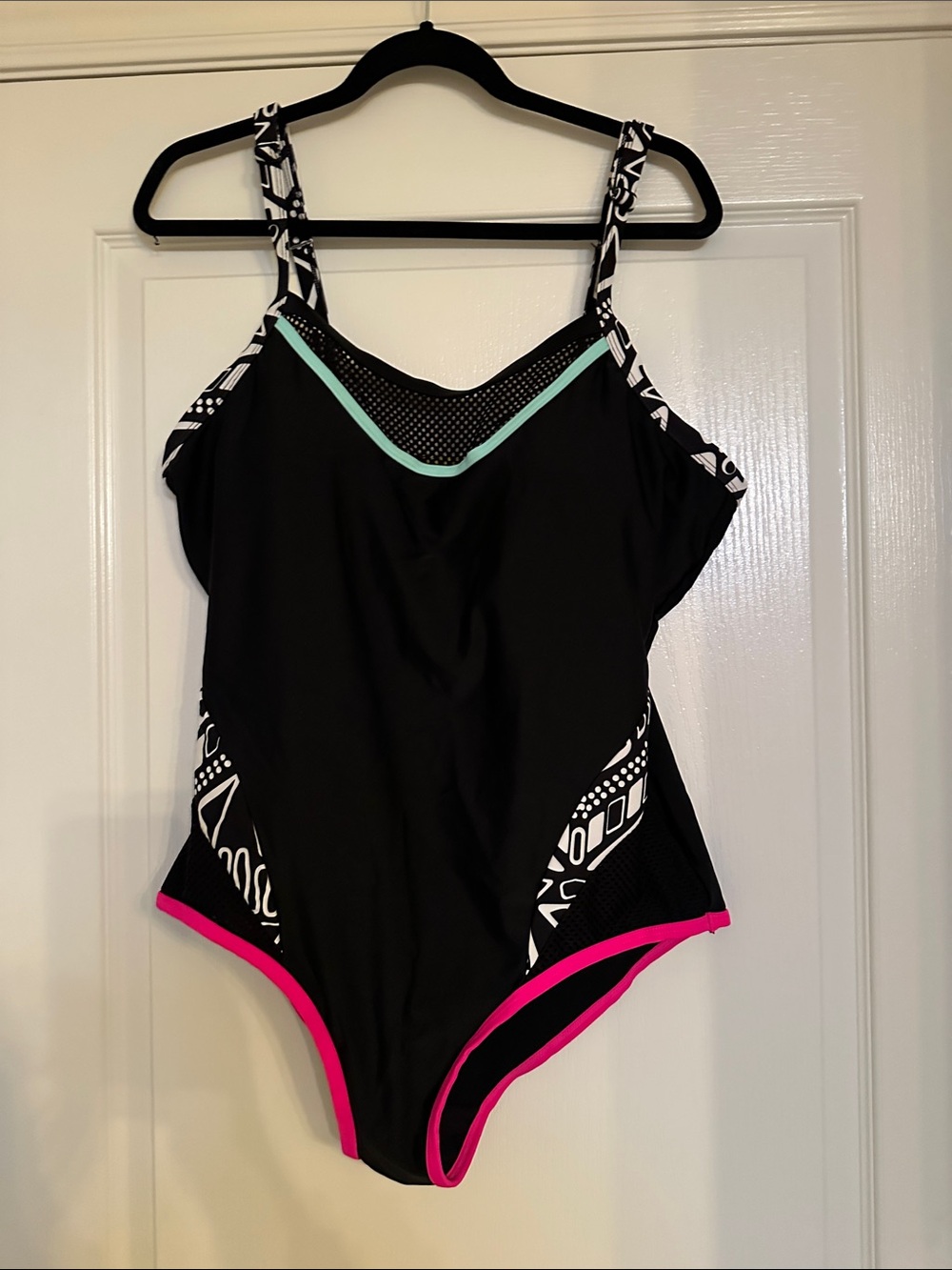 Nola Black One-Piece Swimsuit with Pink and Mint Accents